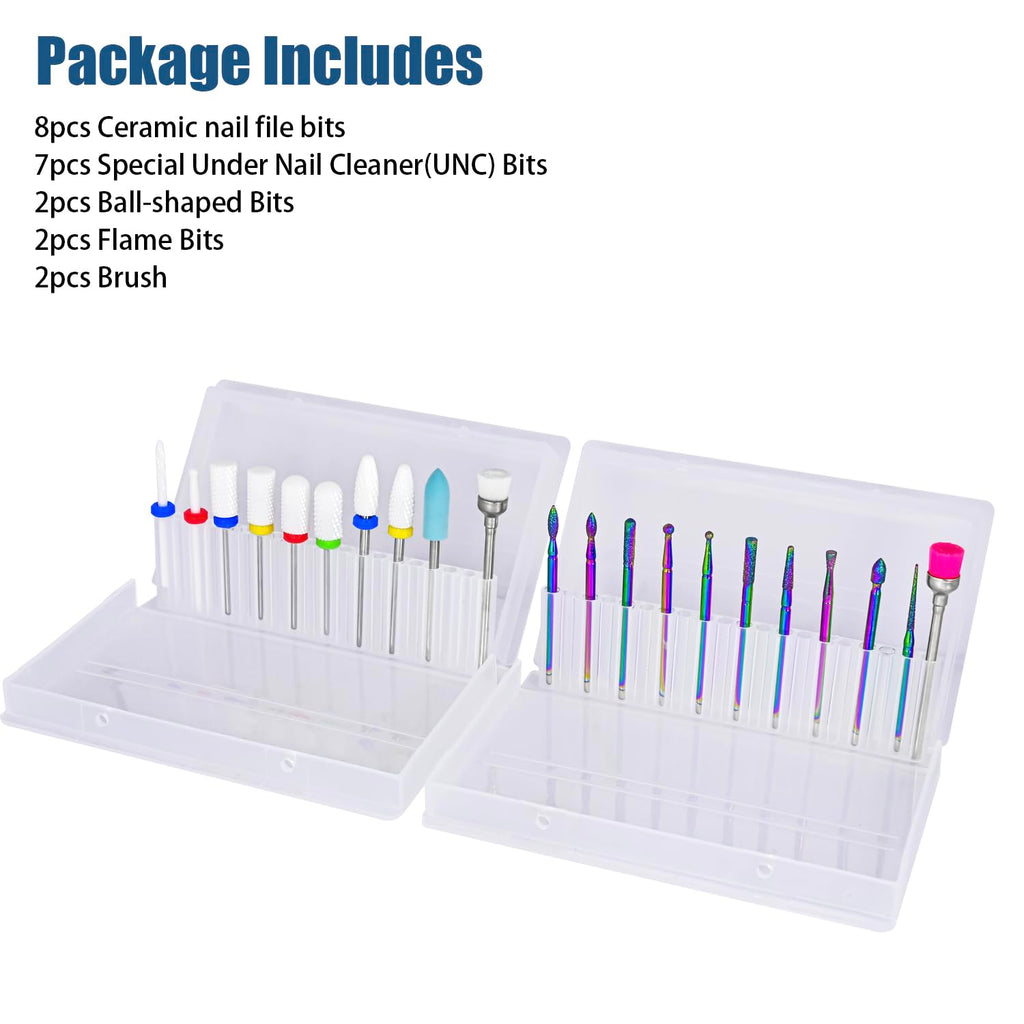 21-Piece Nail Drill Bits Set – 3/32" Professional Manicure & Pedicure Kit