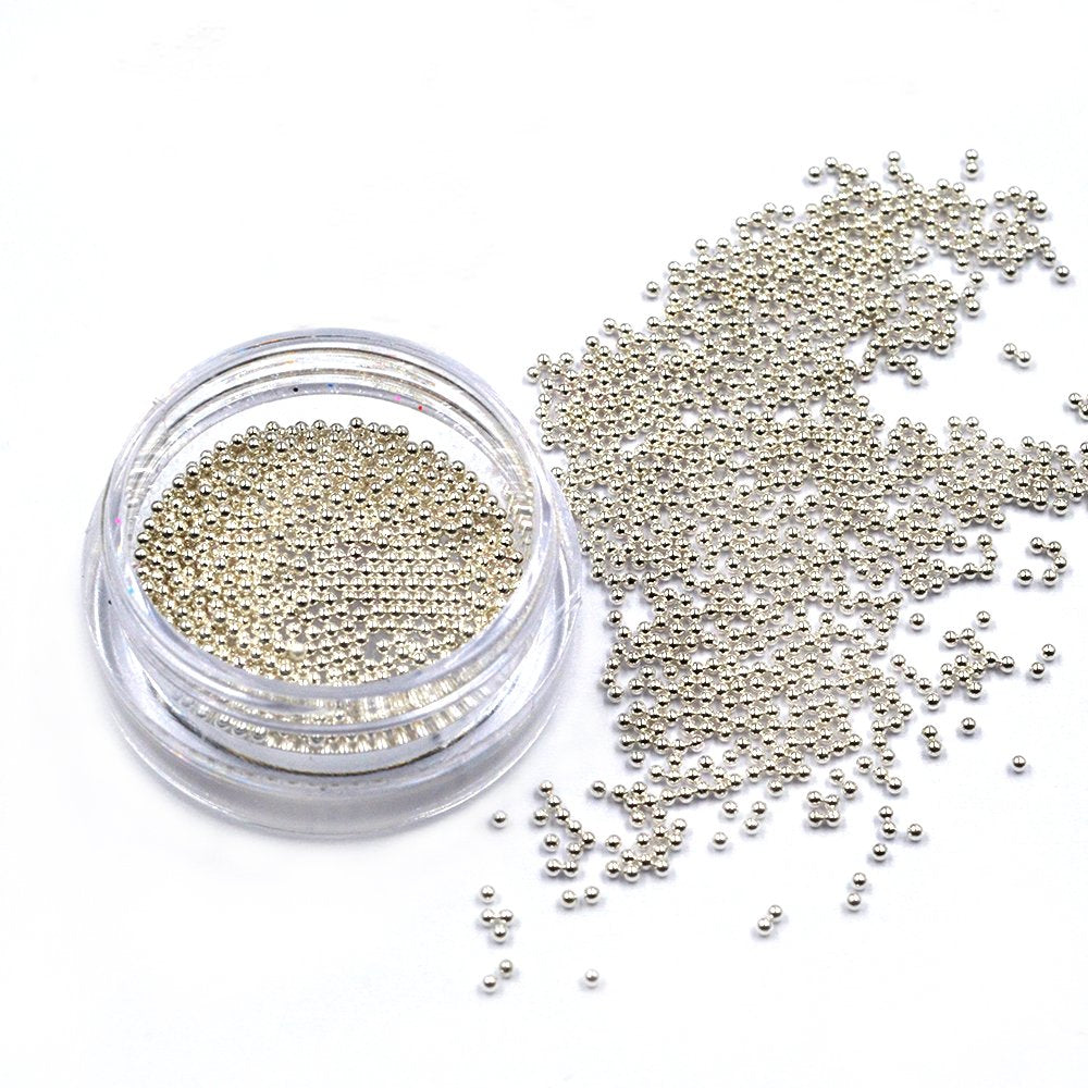 Premium Metallic Nail Art Micro Beads Set – Gold & Silver (2 Bottles, 1mm)