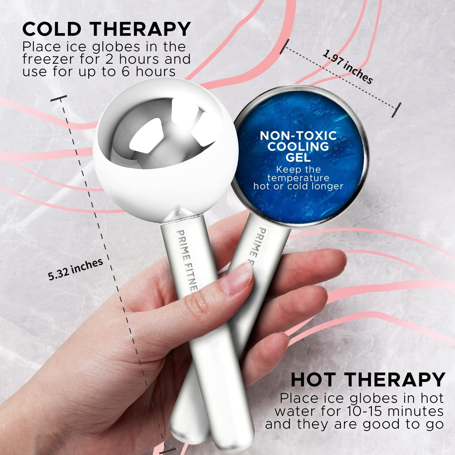 White Steel Ice Globes – Cooling Facial Therapy