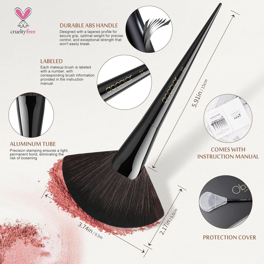 Makeup Brushes Set Professional 30Pcs Obsidian Makeup Brushes Premium Synthetic Powder Kabuki Foundation Contour Blush Concealer Eye Shadow Blending Eyeliner Crease Eyebrow Make up Brush Kit
