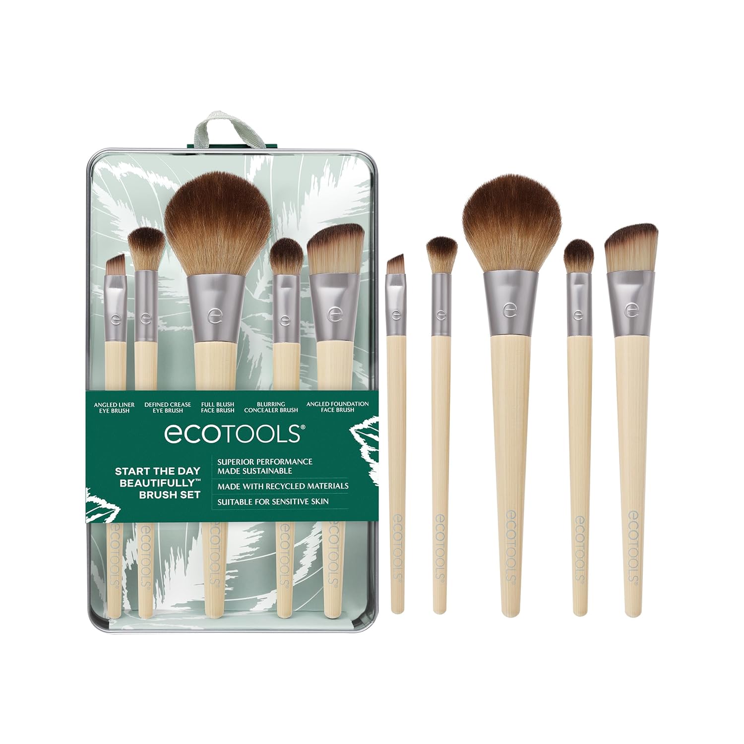 6-Piece Eco-Friendly Makeup Brush Set with Travel Case
