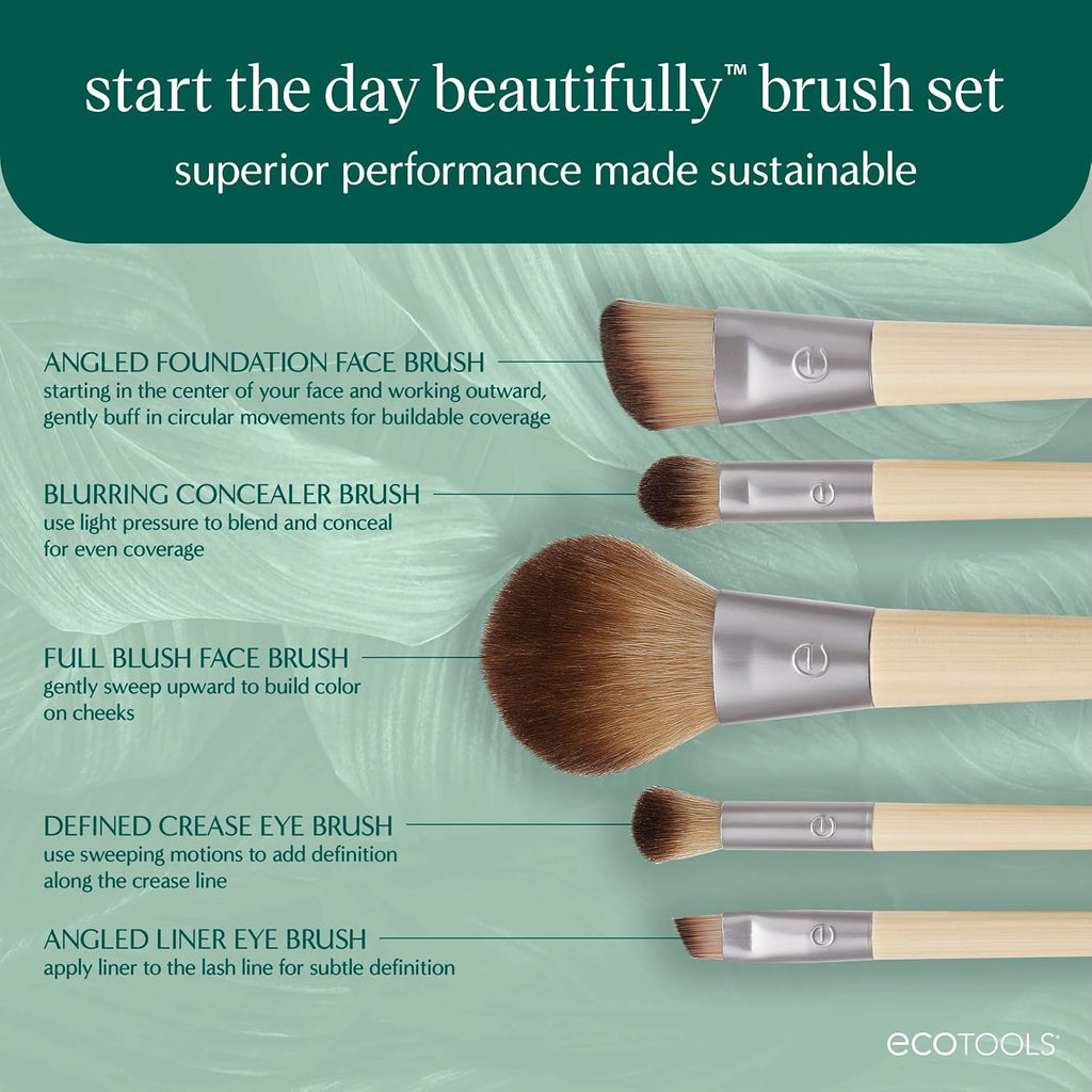 6-Piece Eco-Friendly Makeup Brush Set with Travel Case