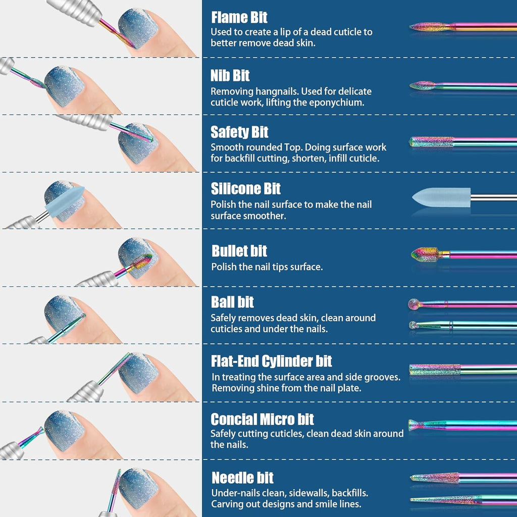 21-Piece Nail Drill Bits Set – 3/32" Professional Manicure & Pedicure Kit