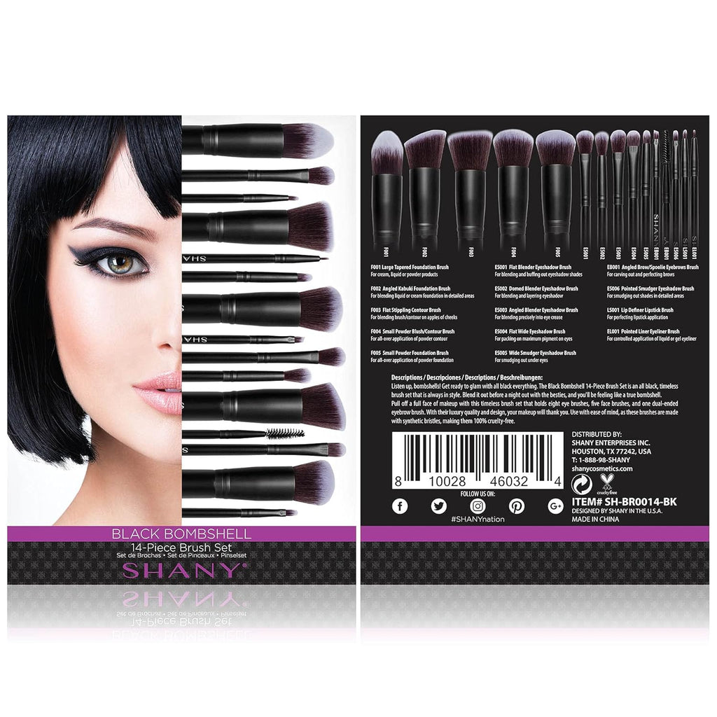 Black Bombshell 14-Piece Professional Makeup Brush Set