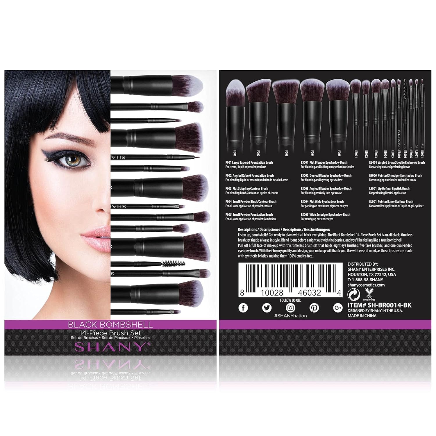 Black Bombshell 14-Piece Professional Makeup Brush Set