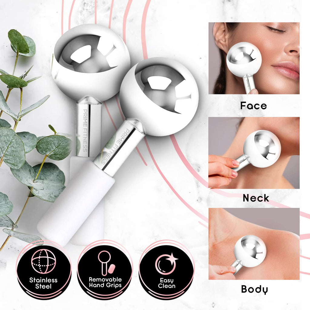 White Steel Ice Globes – Cooling Facial Therapy